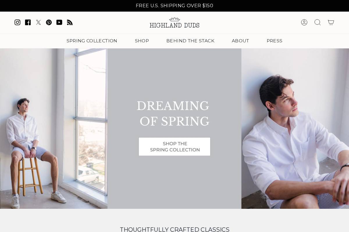 highlandduds.com homepage screenshot