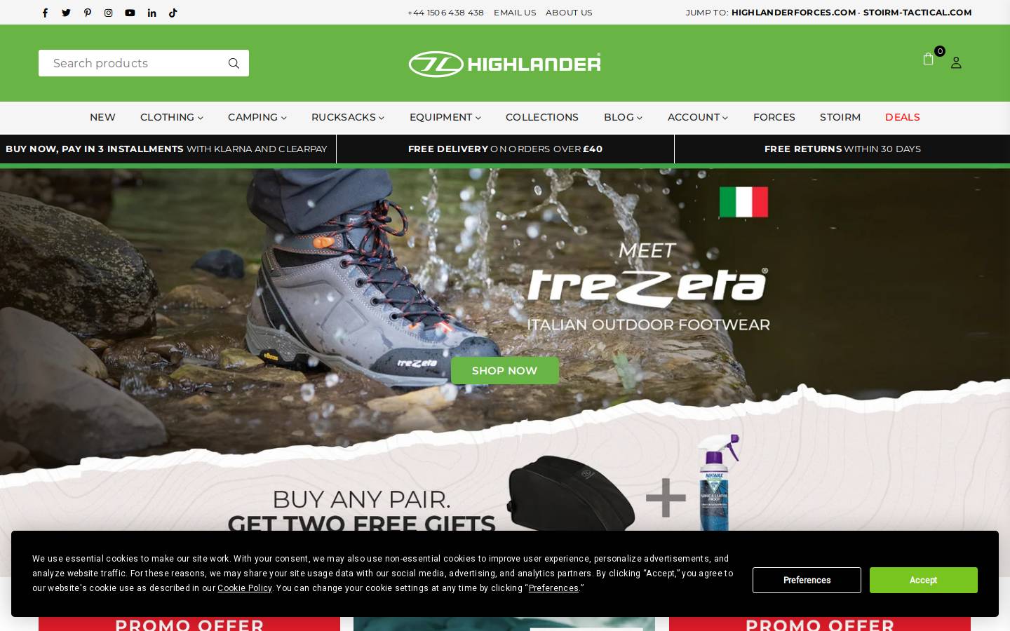 Highlander Outdoor homepage screenshot