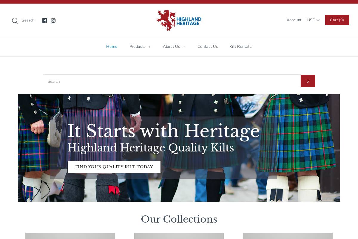 highlandheritage.com homepage screenshot
