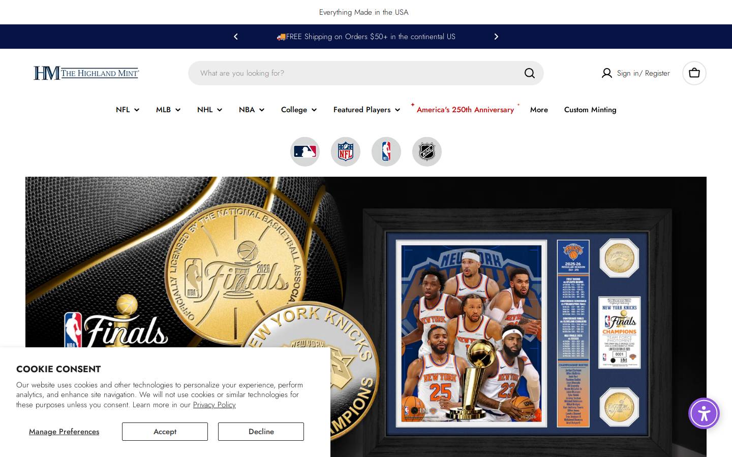 Highland Mint homepage screenshot