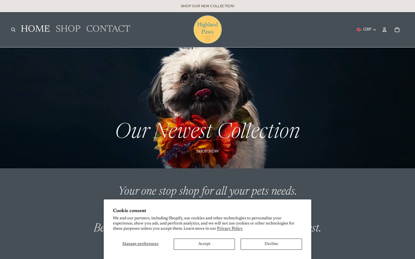 highlandpaws.com homepage screenshot