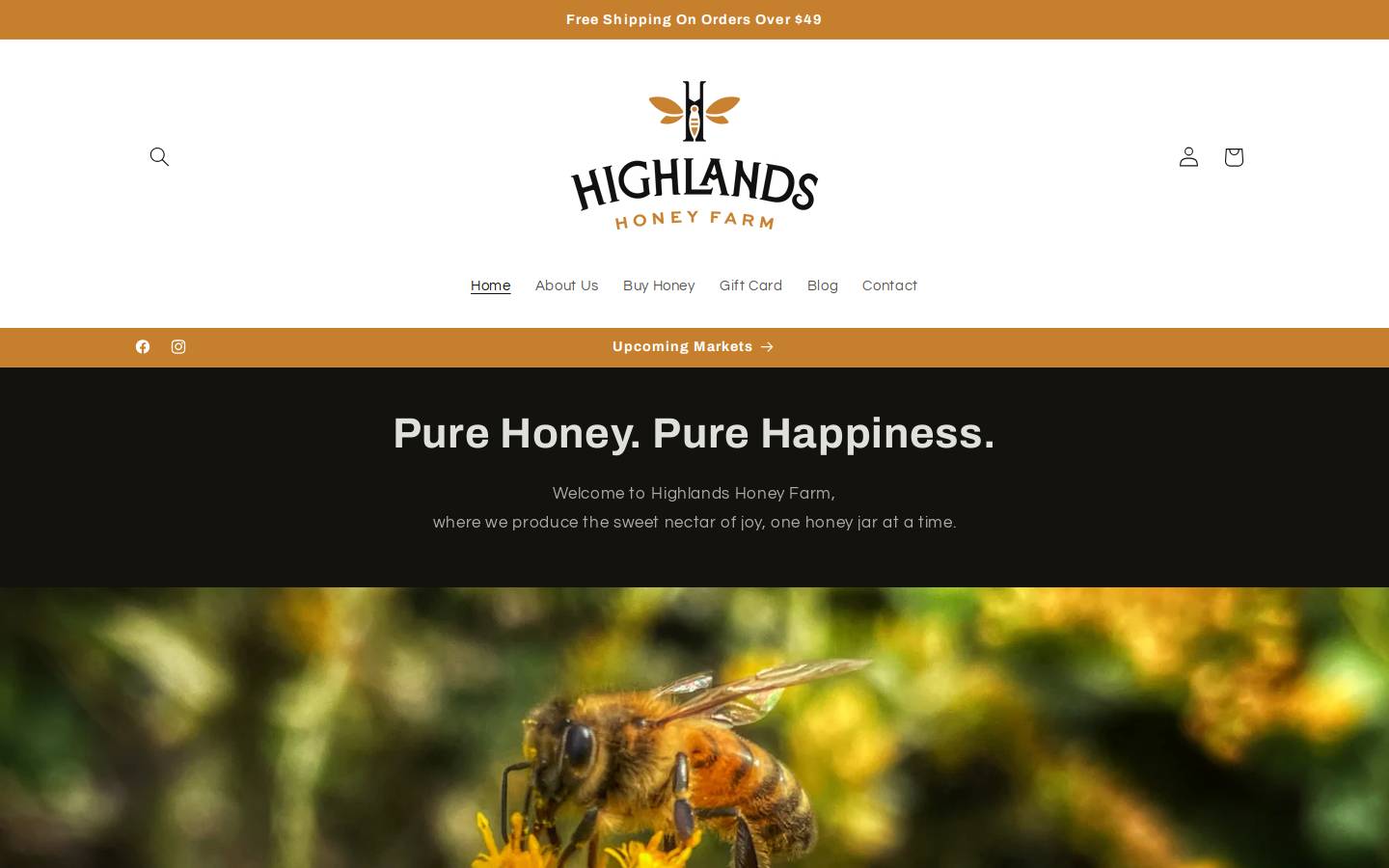 highlandshoneyfarm.com homepage screenshot