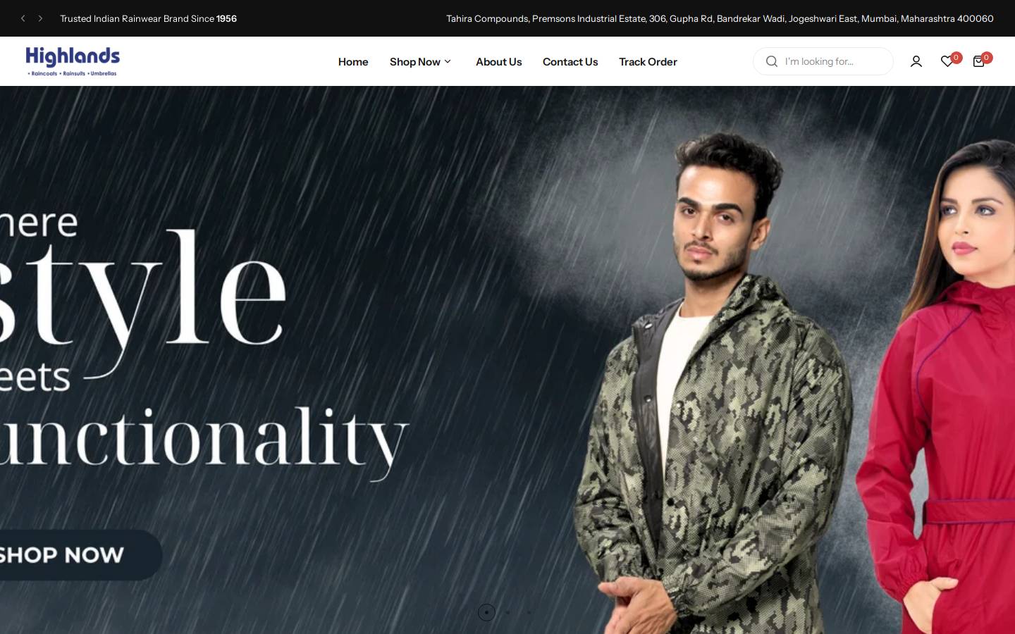 highlandsrainshine.com homepage screenshot