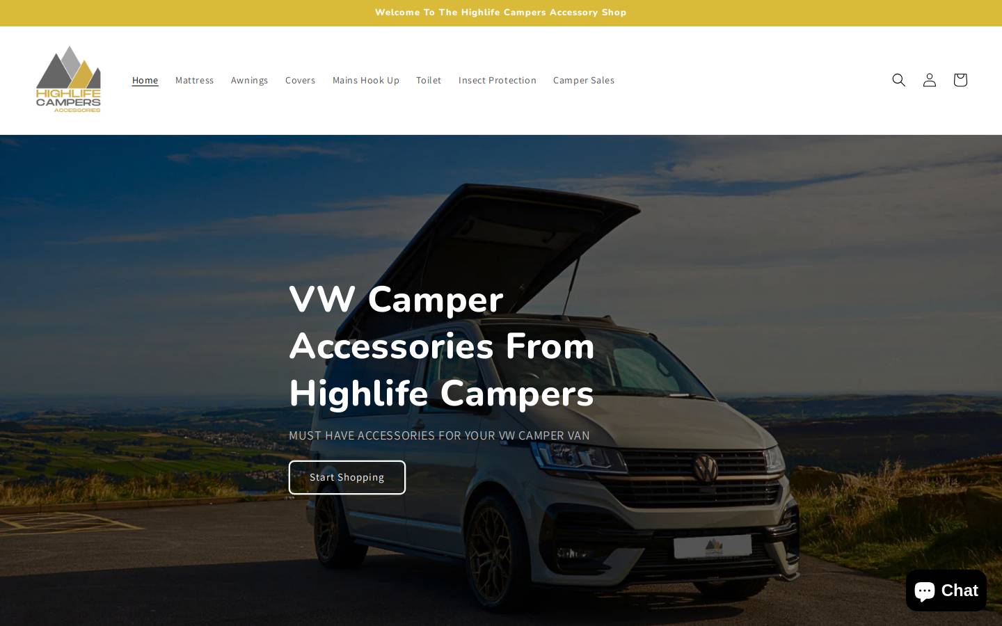 highlifecampers.com homepage screenshot