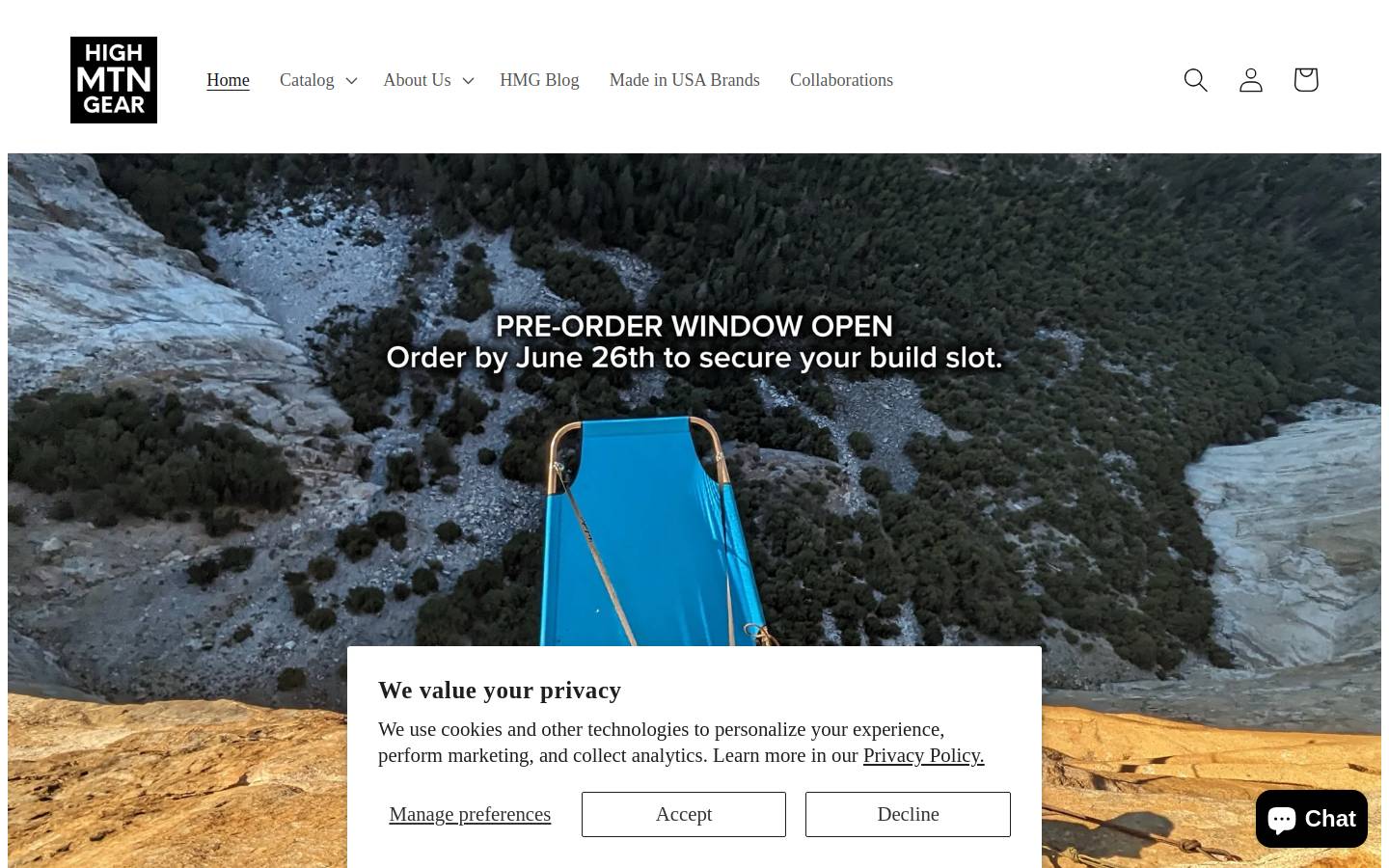 highmtngear.com homepage screenshot