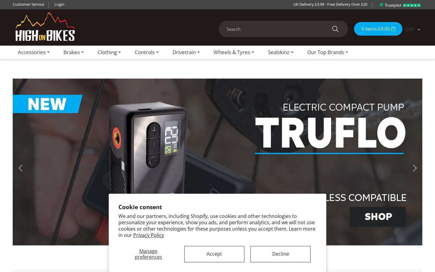 HighonBikes homepage screenshot