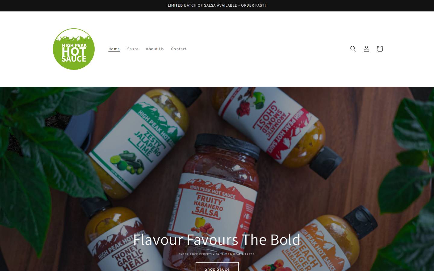 highpeakhotsauce.com homepage screenshot