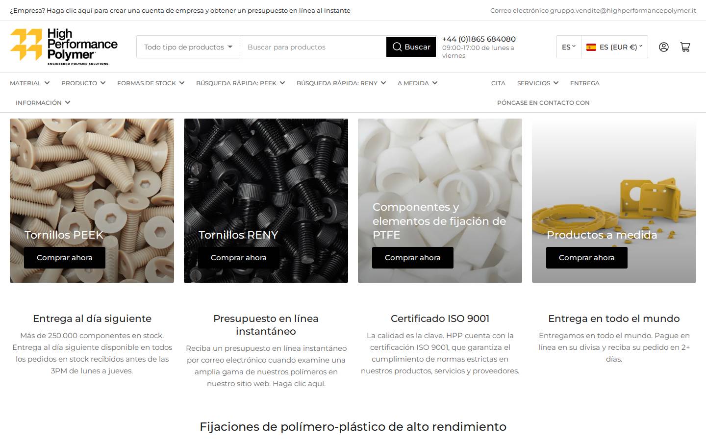 highperformancepolymer.es homepage screenshot
