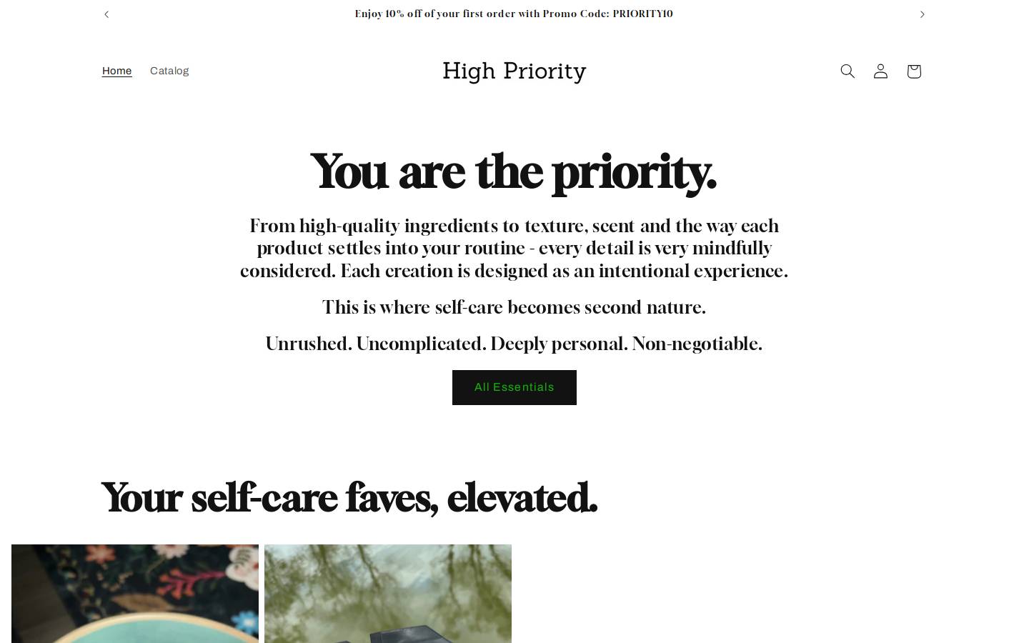 highpriorityselfcare.com homepage screenshot
