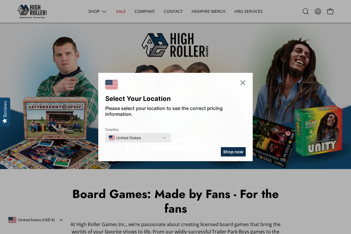 High Roller Games Inc homepage screenshot
