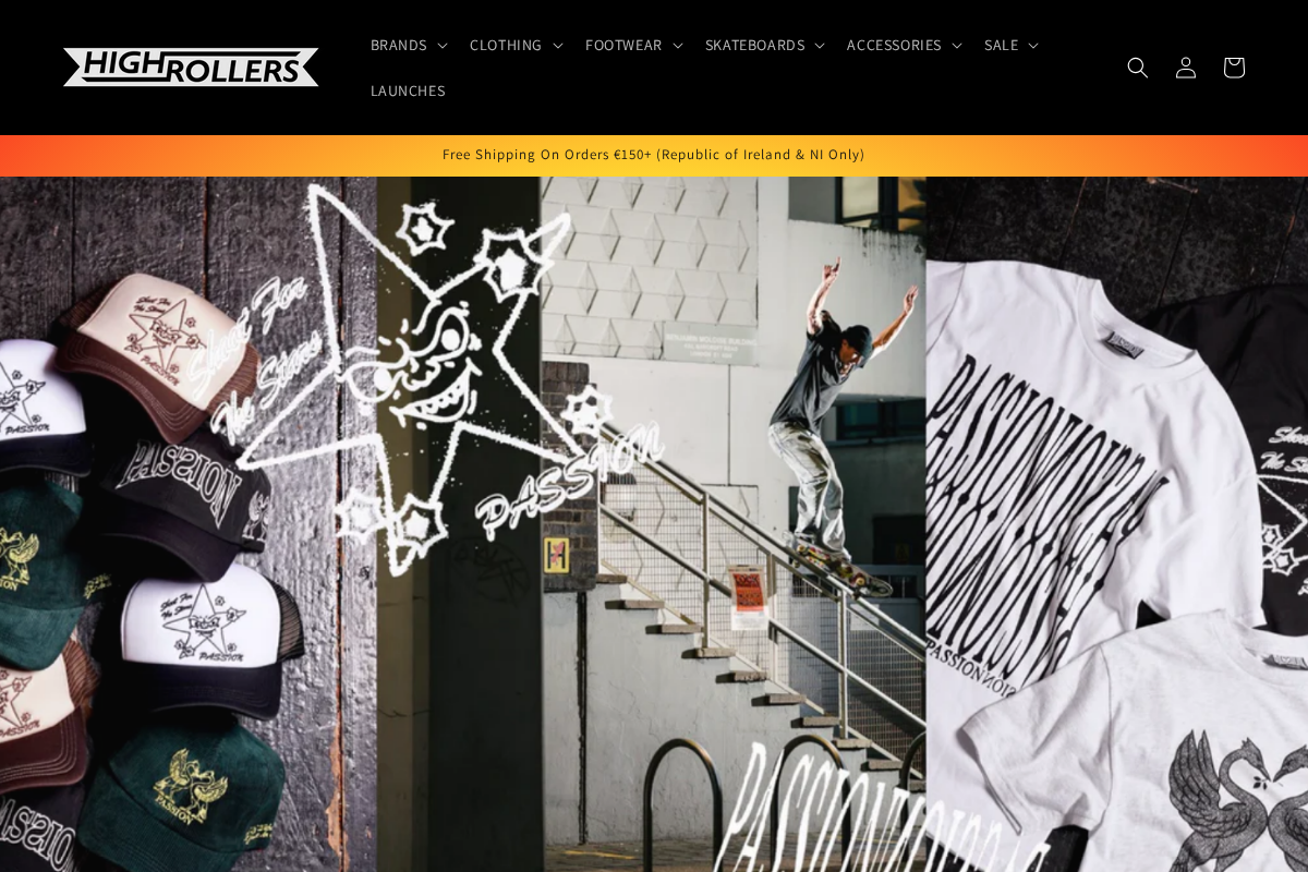 High Rollers Skate Store homepage screenshot