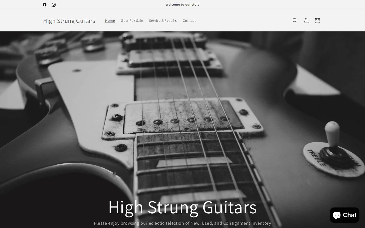 highstrungguitars.com homepage screenshot