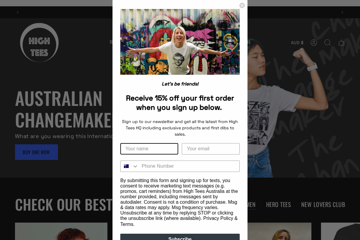 High Tees Australia homepage screenshot