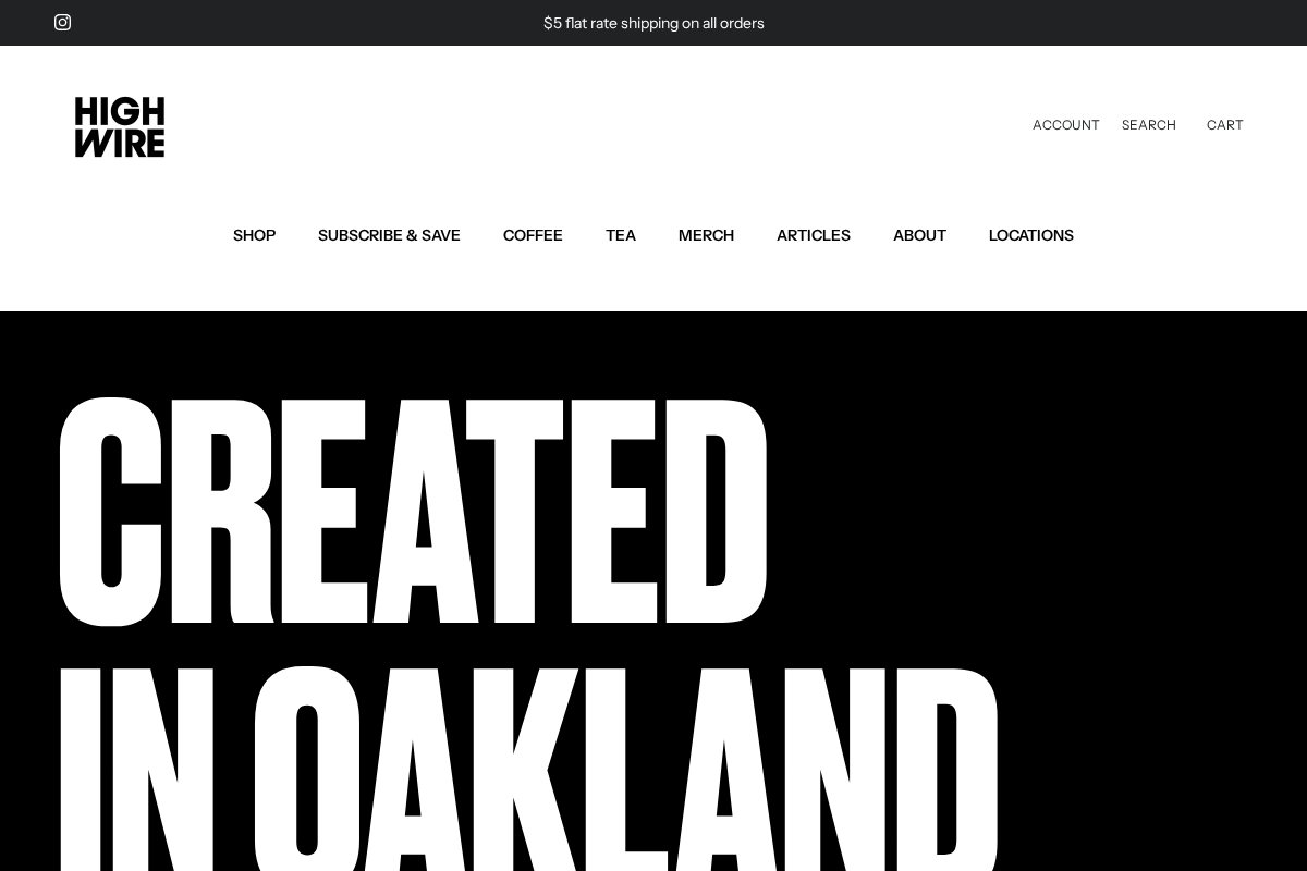 Highwire Coffee Roasters homepage screenshot