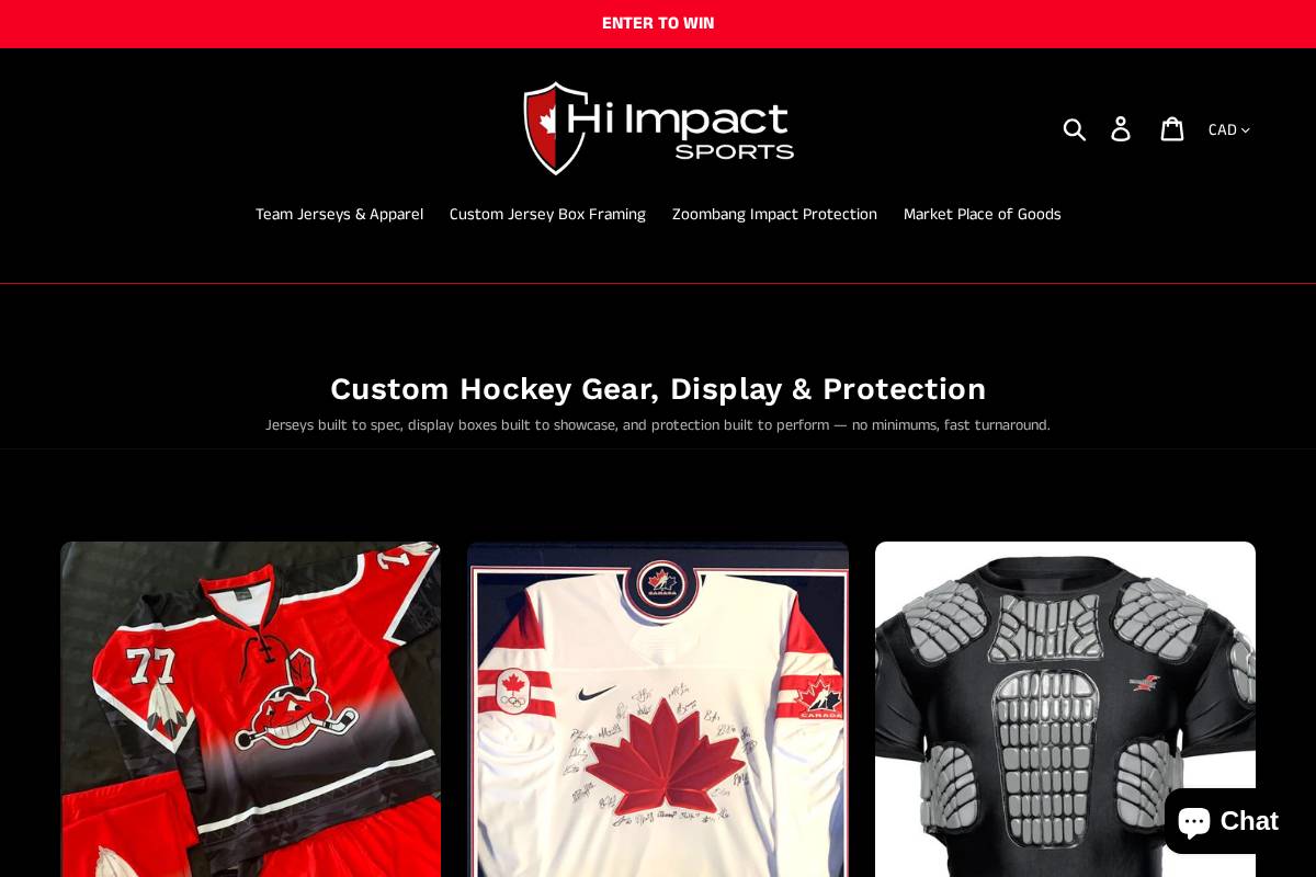 hiimpactsports.com homepage screenshot