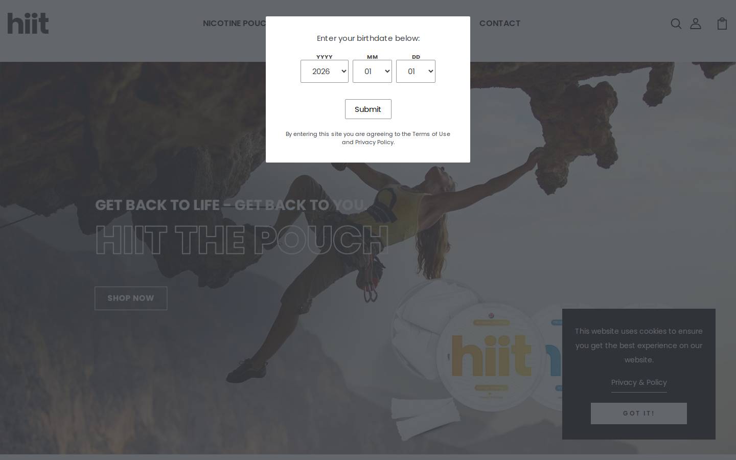 Hiitpouches homepage screenshot