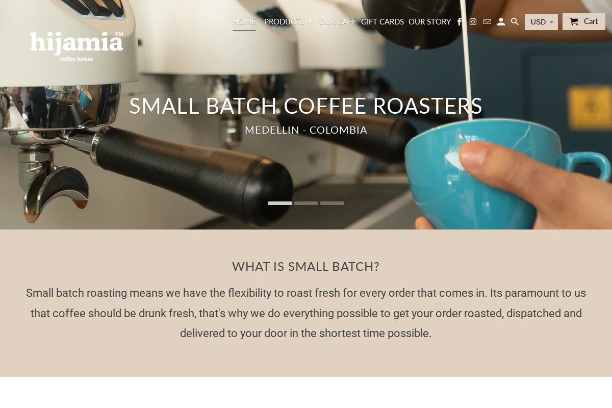 hijamiacoffee.com homepage screenshot