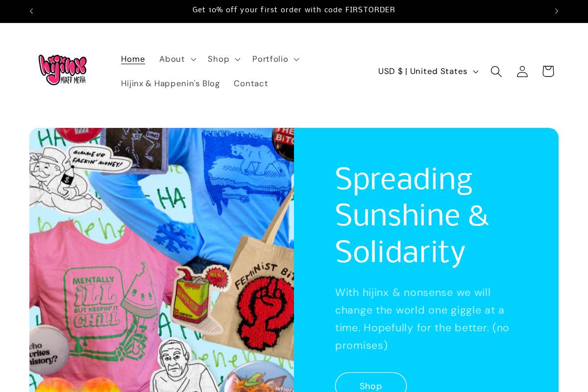 Hijinx Mixed Media homepage screenshot