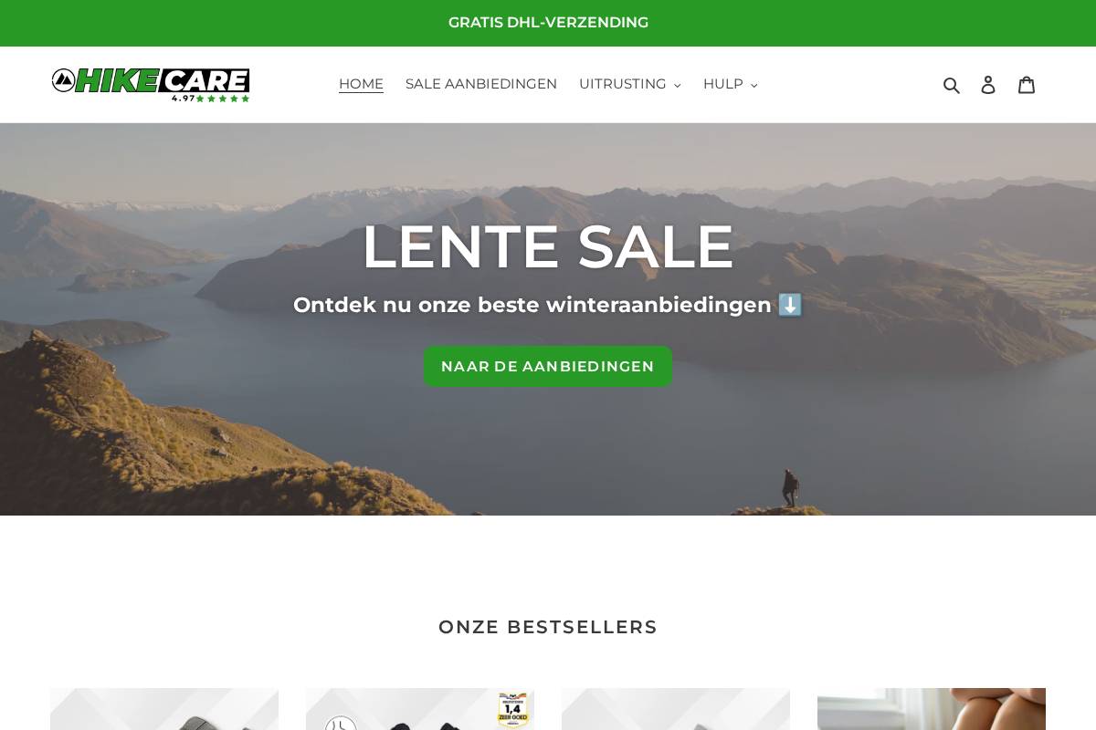 Hikecarewinkel homepage screenshot