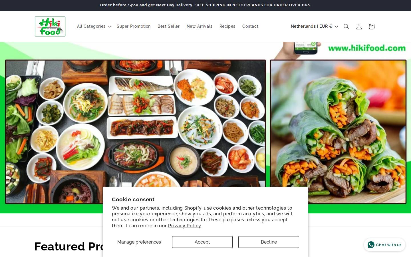 hikifood.com homepage screenshot