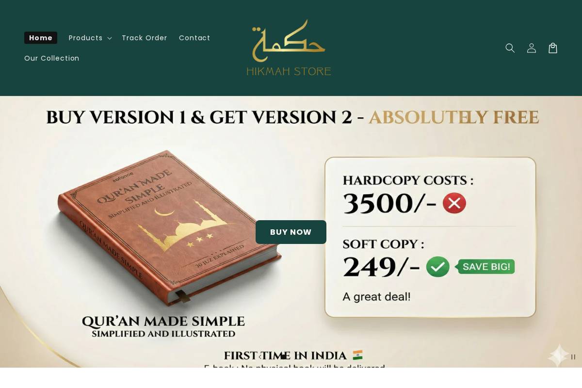 hikmahstore.in homepage screenshot