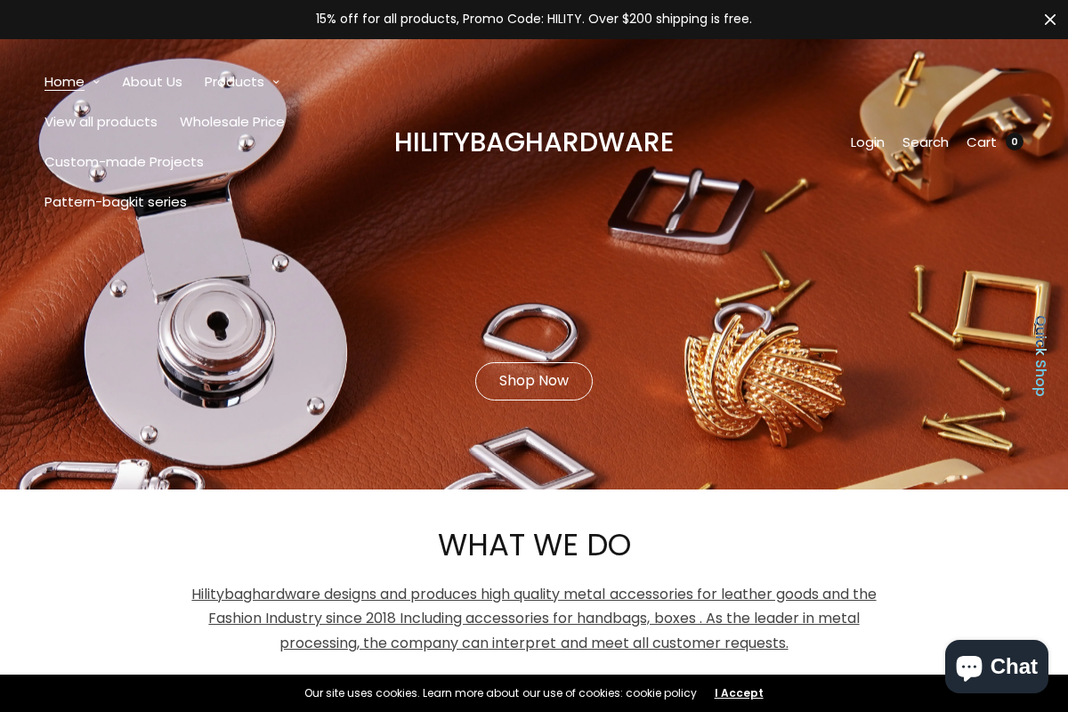 hilitybaghardware homepage screenshot