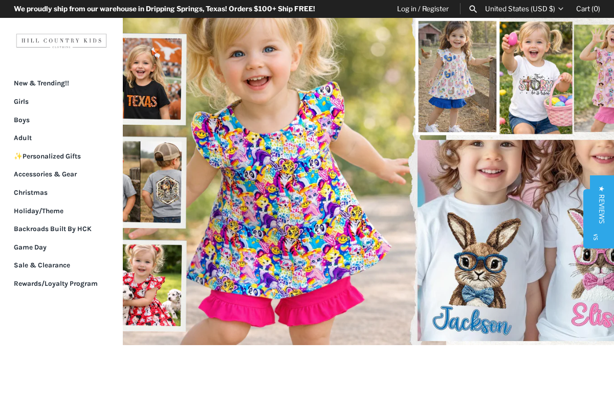 Hill Country Kids Clothing homepage screenshot