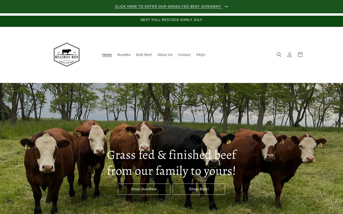 hillcrestbeef.com homepage screenshot