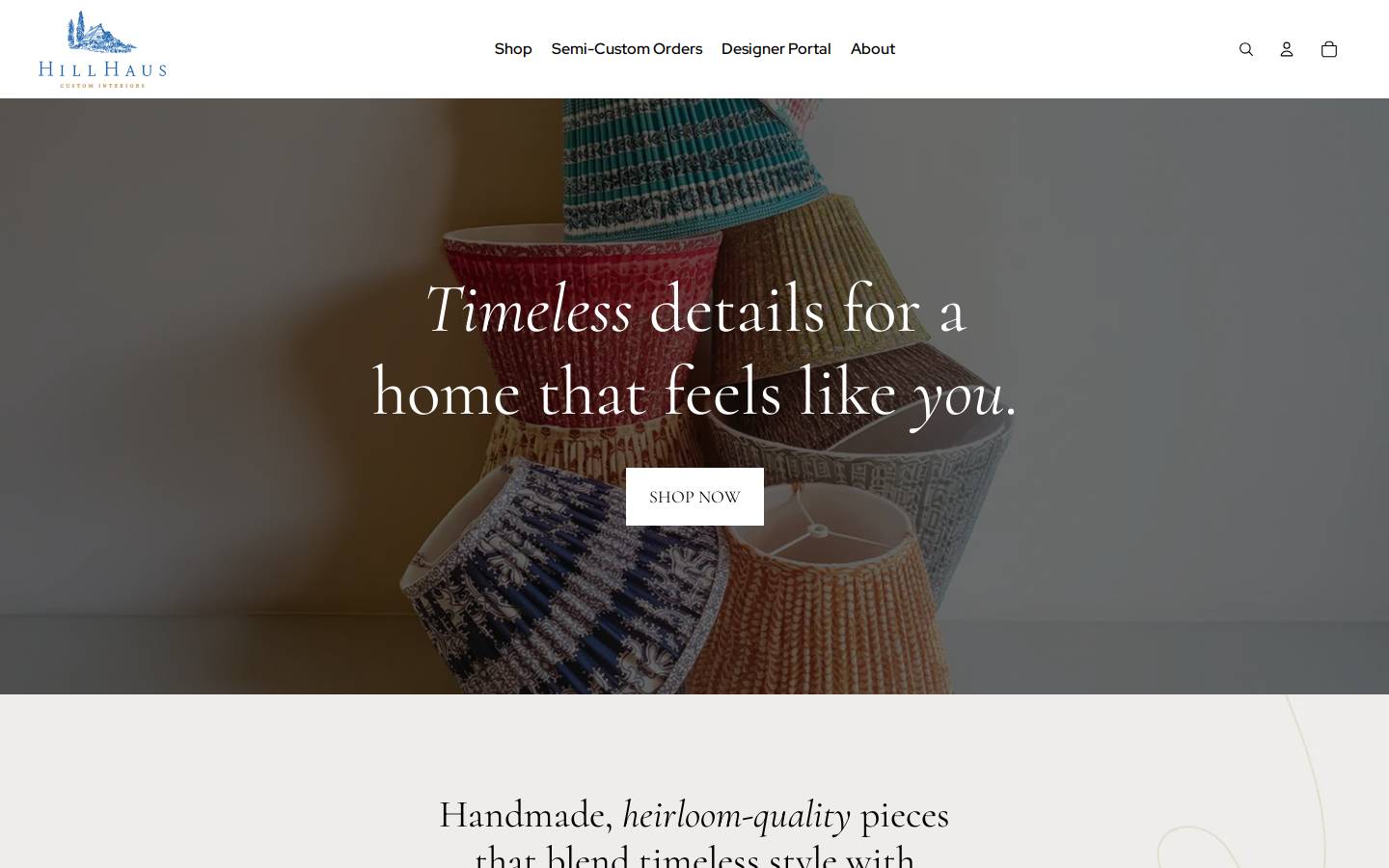 hillhausinteriors.com homepage screenshot