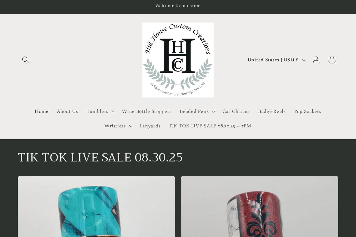 hillhousecustomcreations.com homepage screenshot