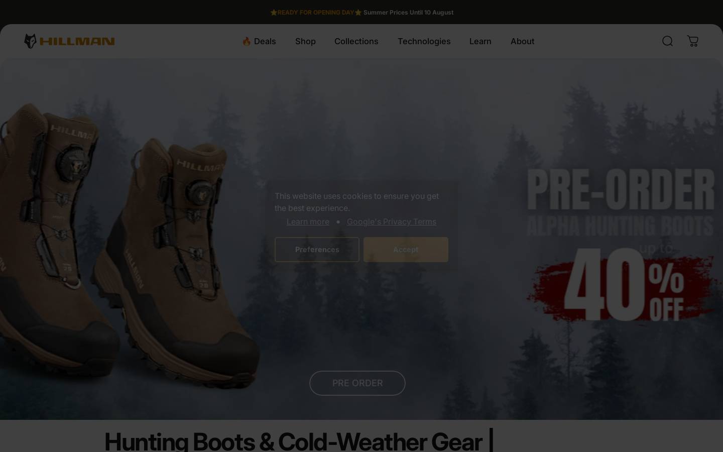 HILLMAN - Innovative hunting clothing homepage screenshot