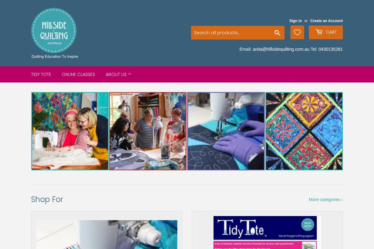 hillsidequilting.com.au homepage screenshot