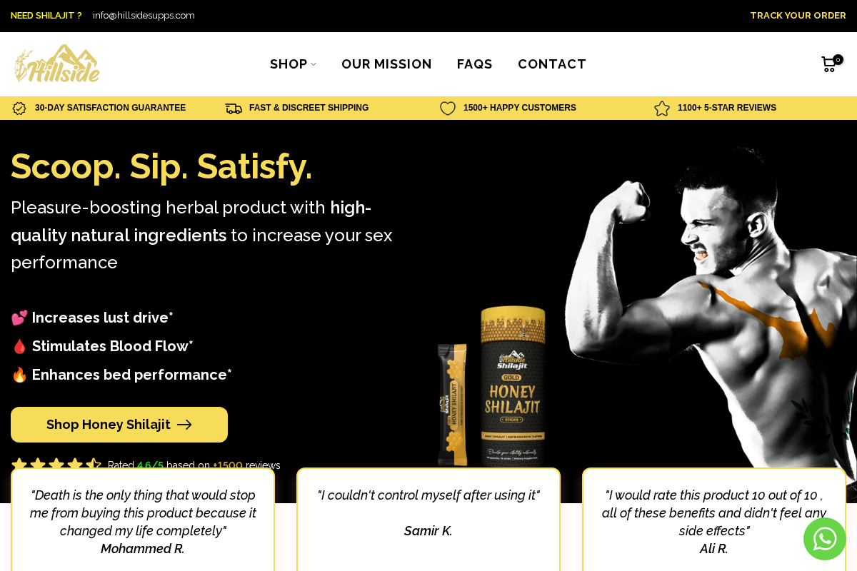 Hillside Shilajit homepage screenshot