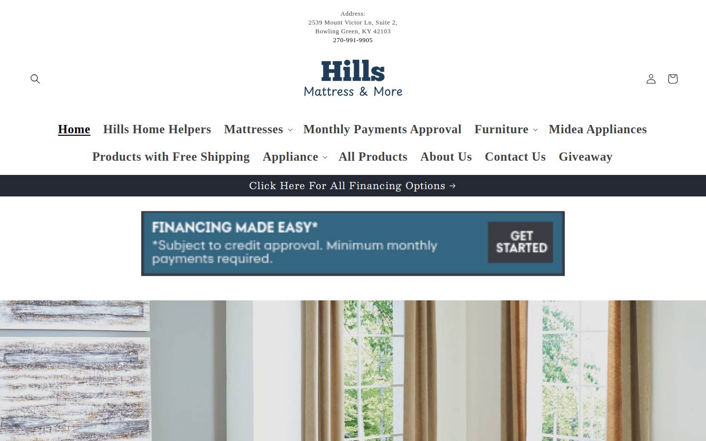 hillsmattressmore.com homepage screenshot
