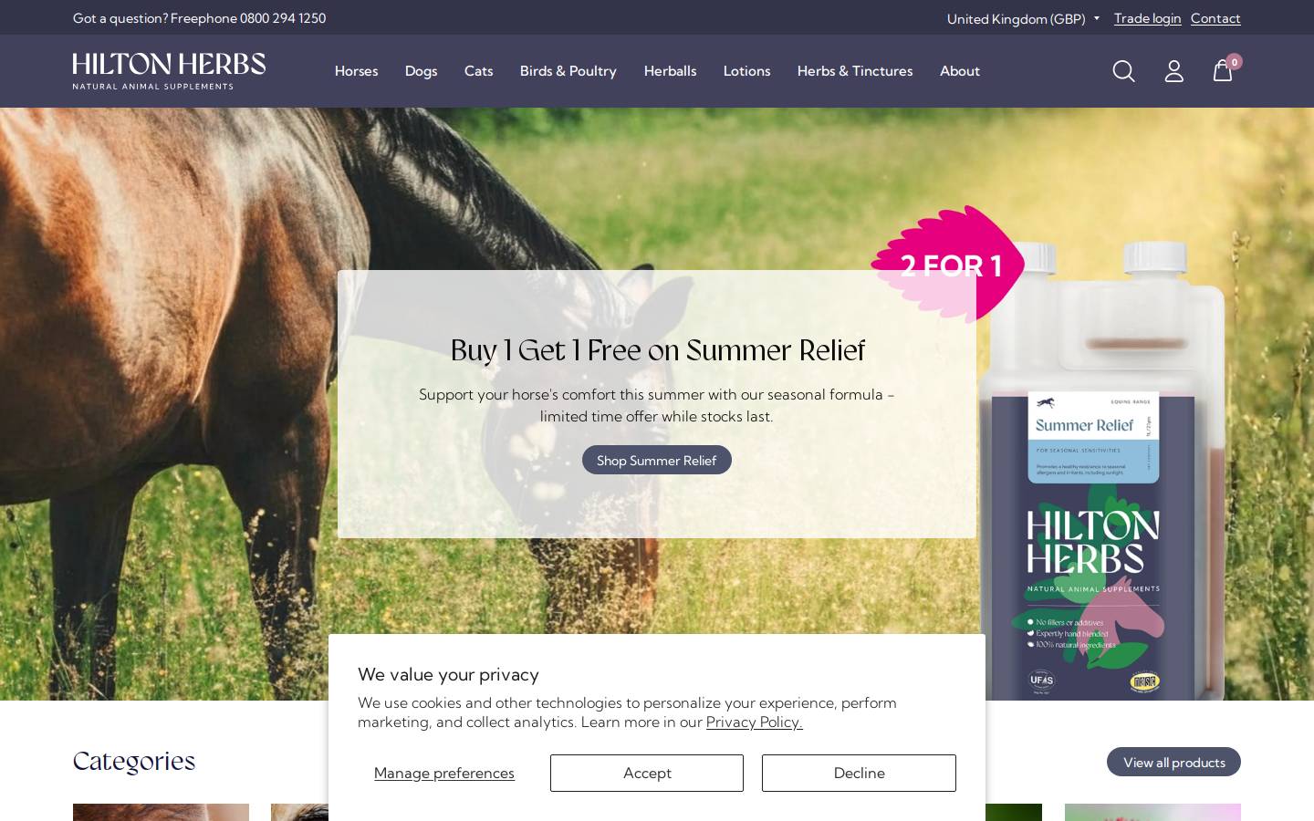 Hilton Herbs homepage screenshot