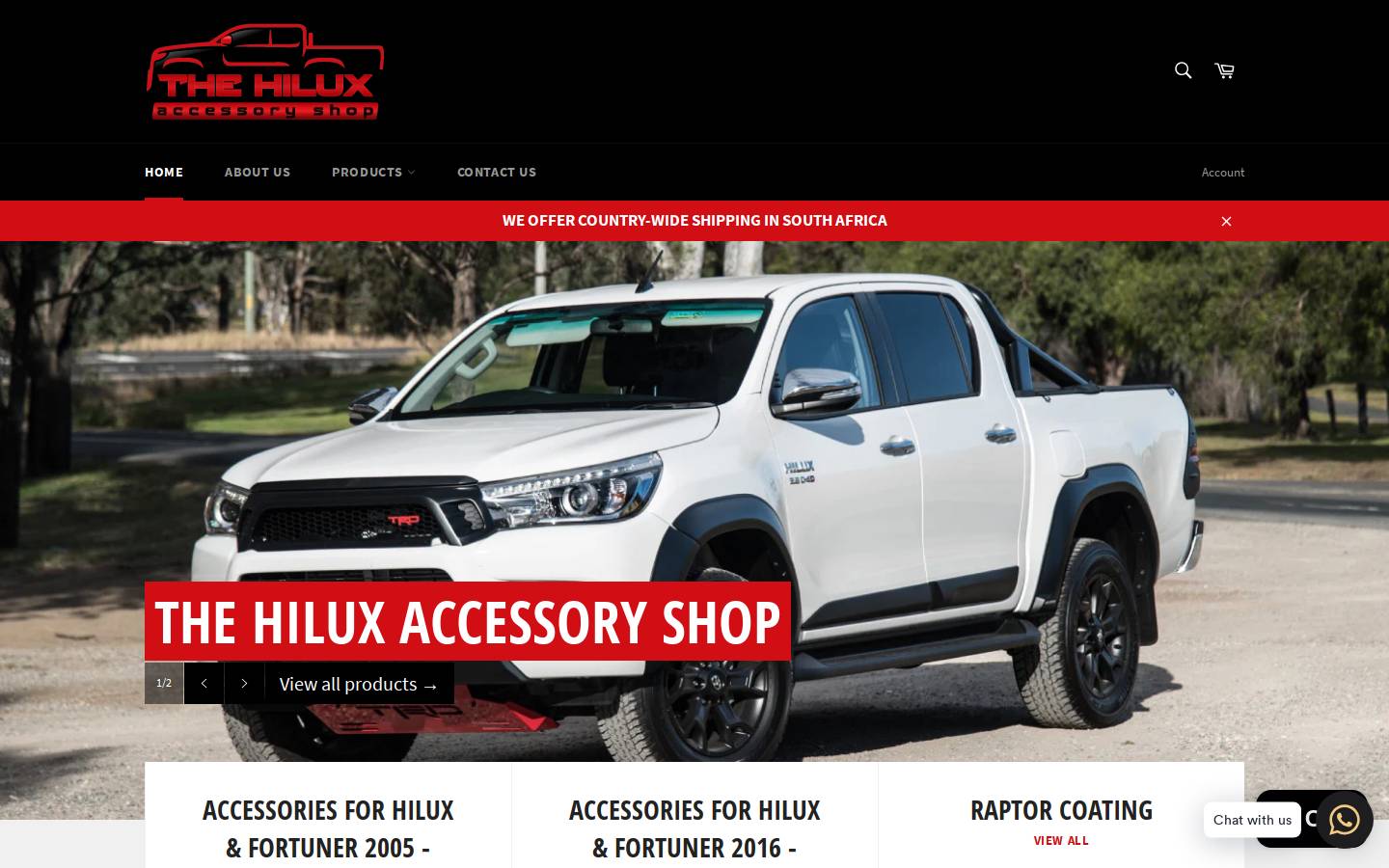 hiluxparts.co.za homepage screenshot