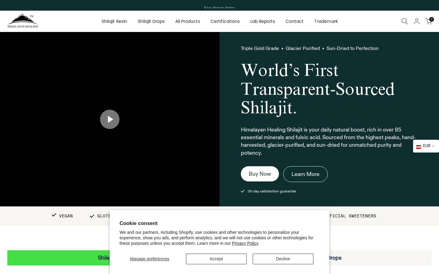 Himalayanhealingshilajit homepage screenshot