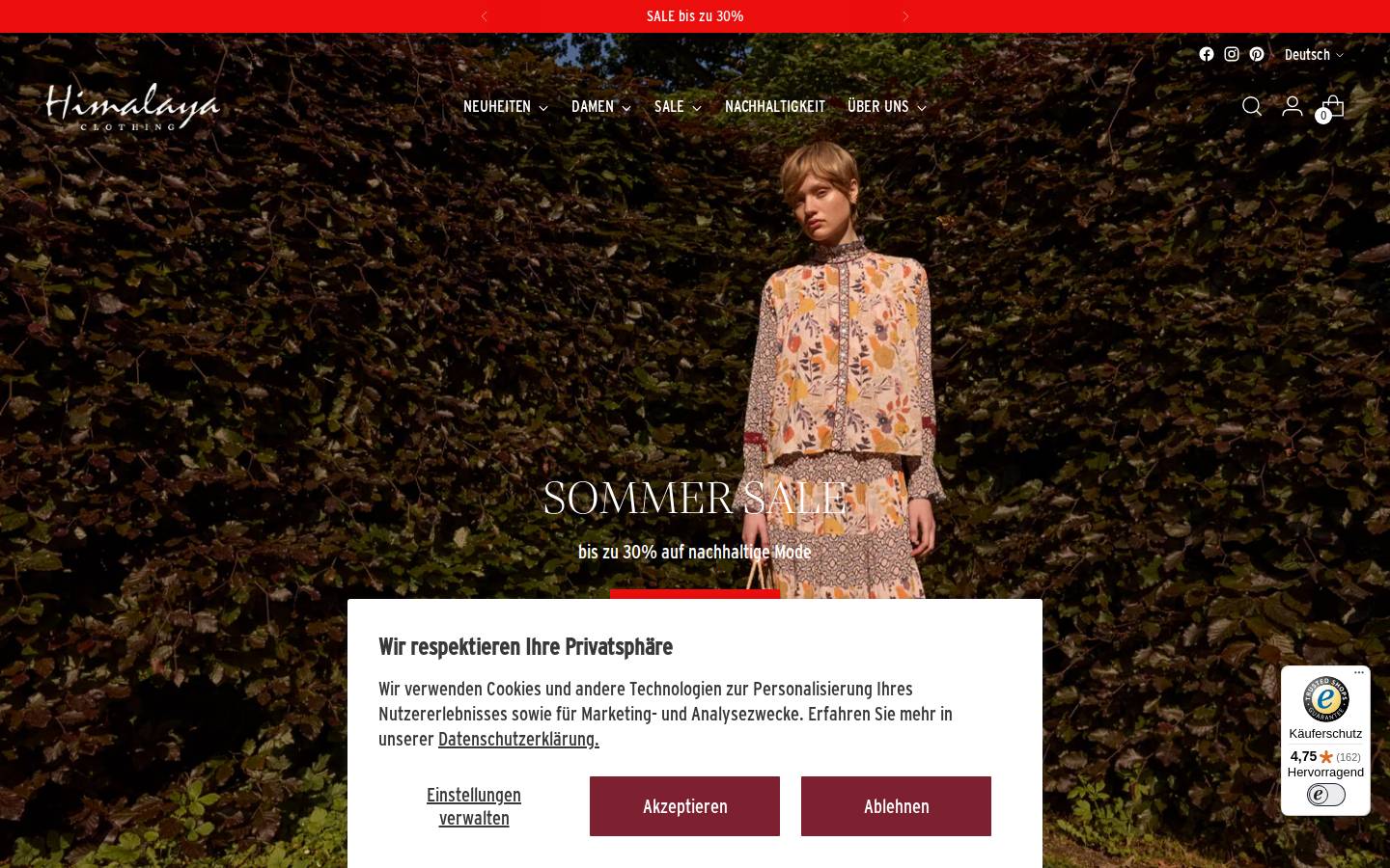 himalayashop.de homepage screenshot