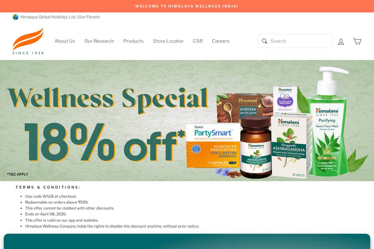 himalayawellness.in homepage screenshot