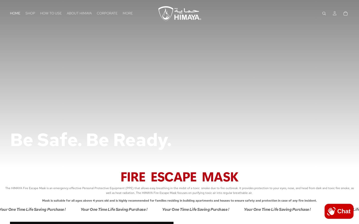 himayamask.com homepage screenshot