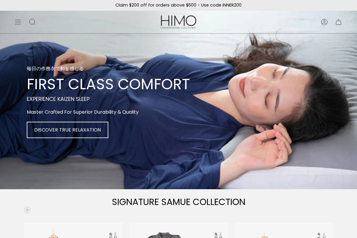 Himoriwabi Couture homepage screenshot