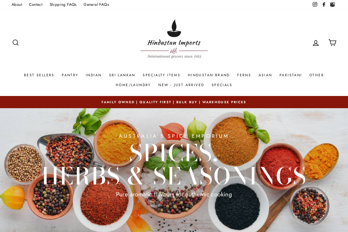 Hindustan Imports homepage screenshot