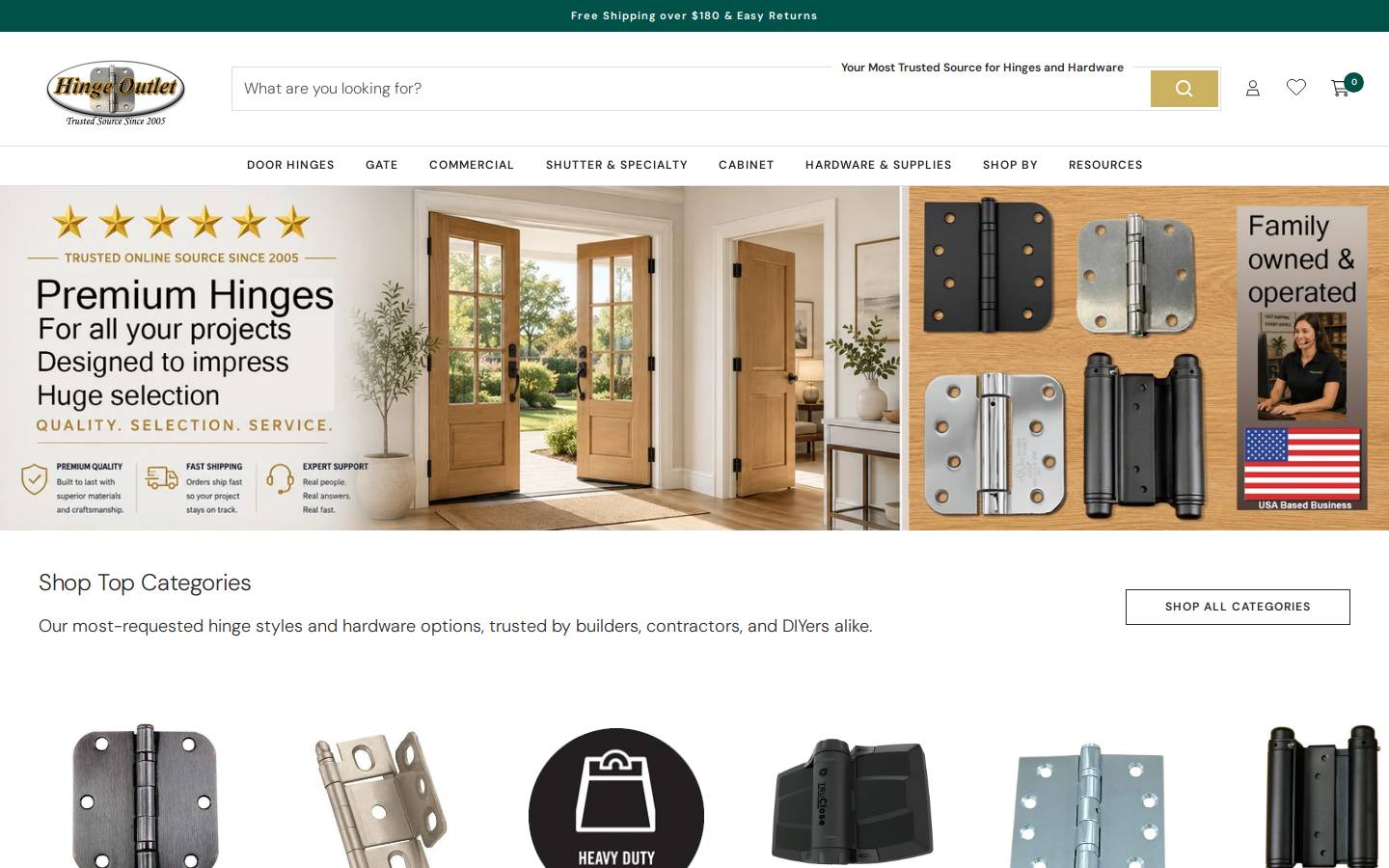 Hinge Outlet homepage screenshot