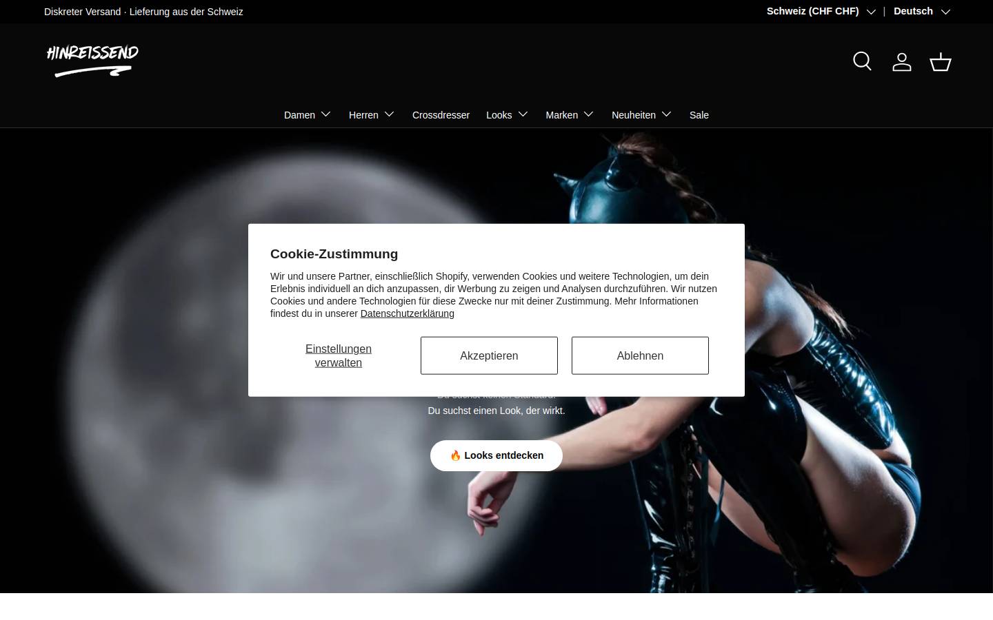 Hinreissend homepage screenshot