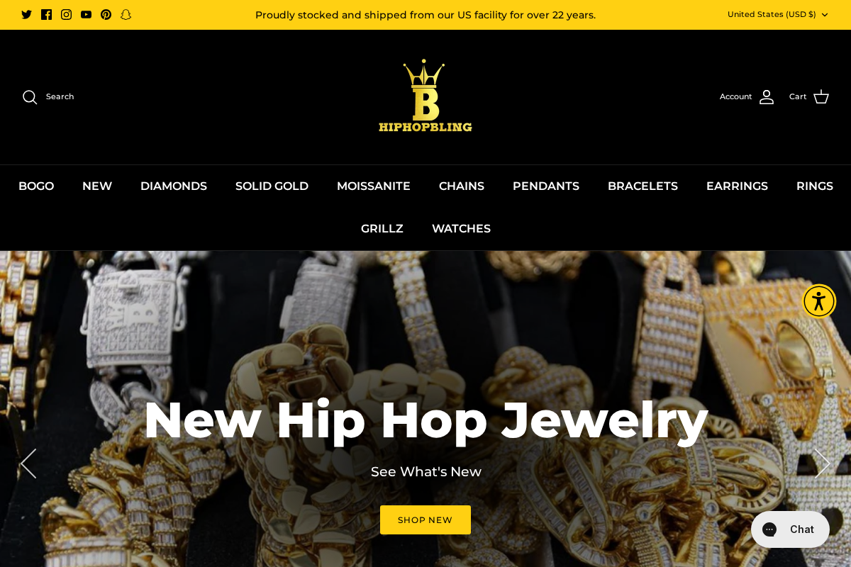 HipHopBling.com homepage screenshot