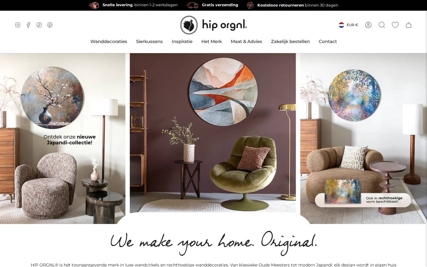 HIP ORGNL® homepage screenshot