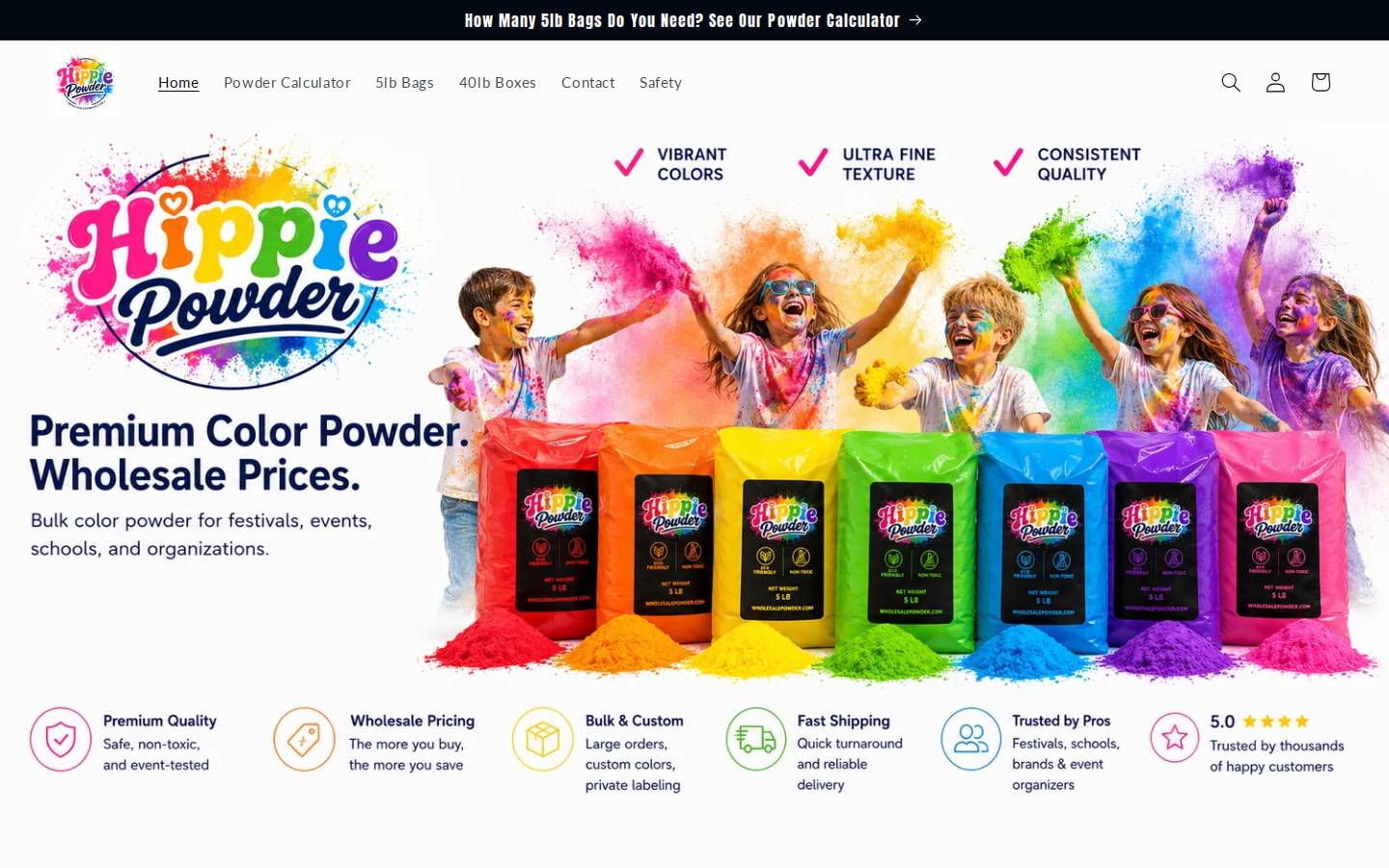 hippiepowder.com homepage screenshot