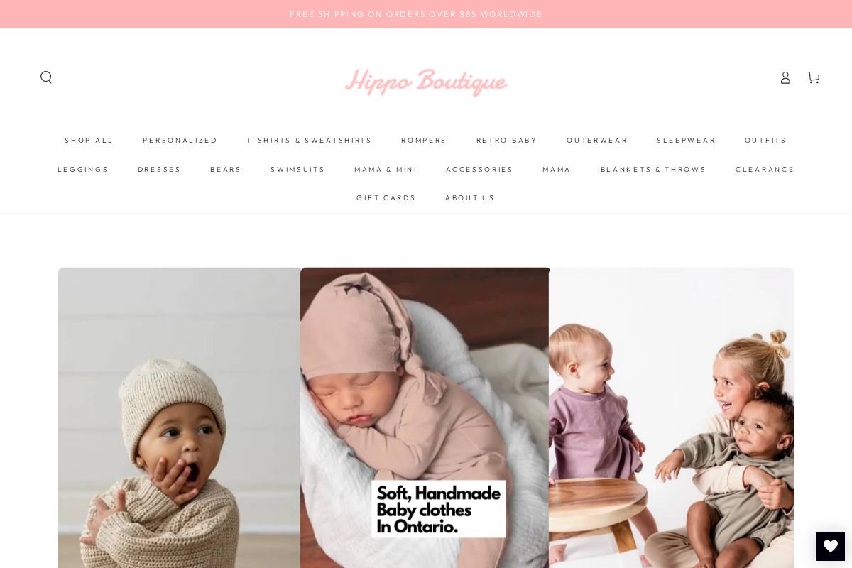 hippoboutique.ca homepage screenshot