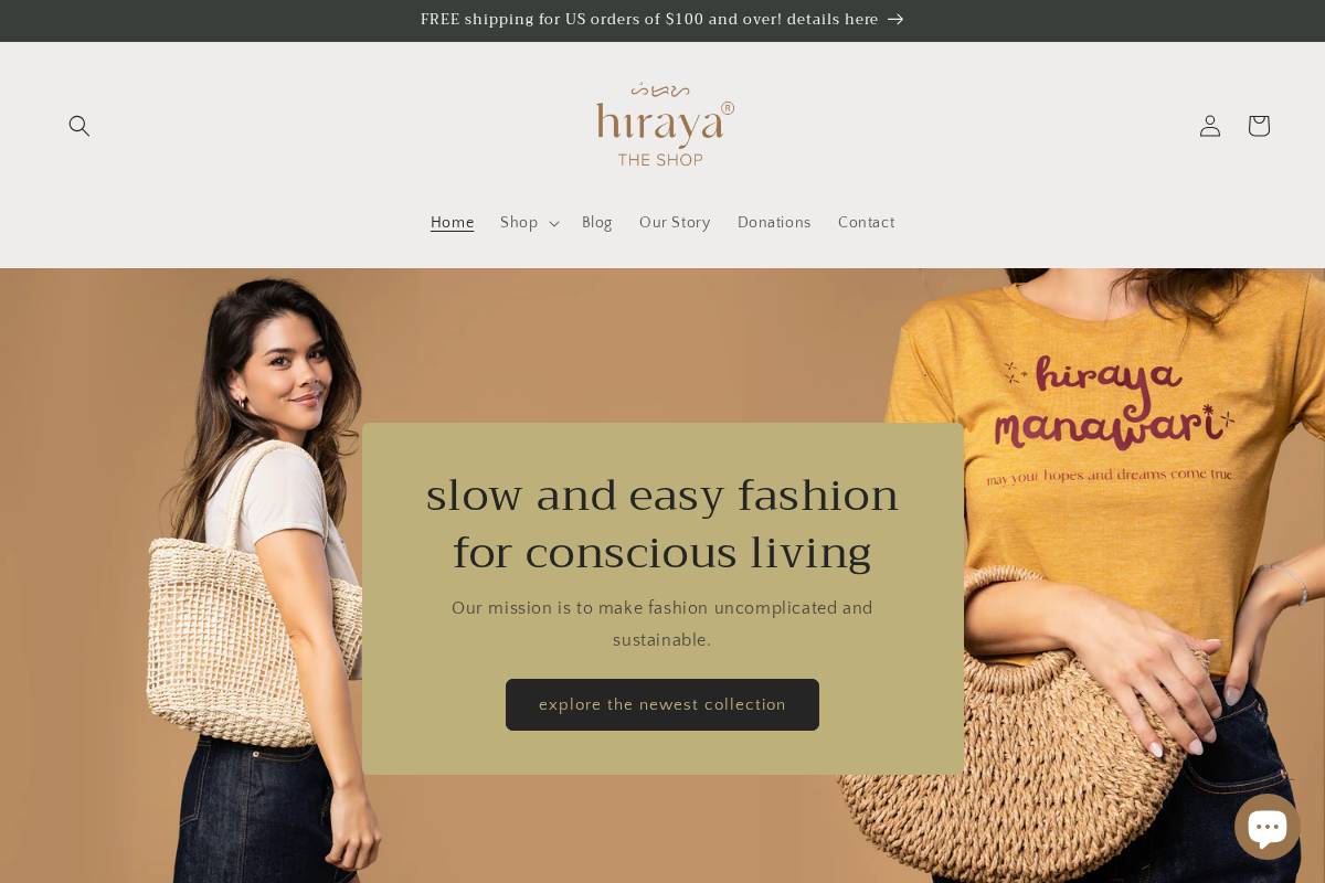 hirayatheshop.com homepage screenshot