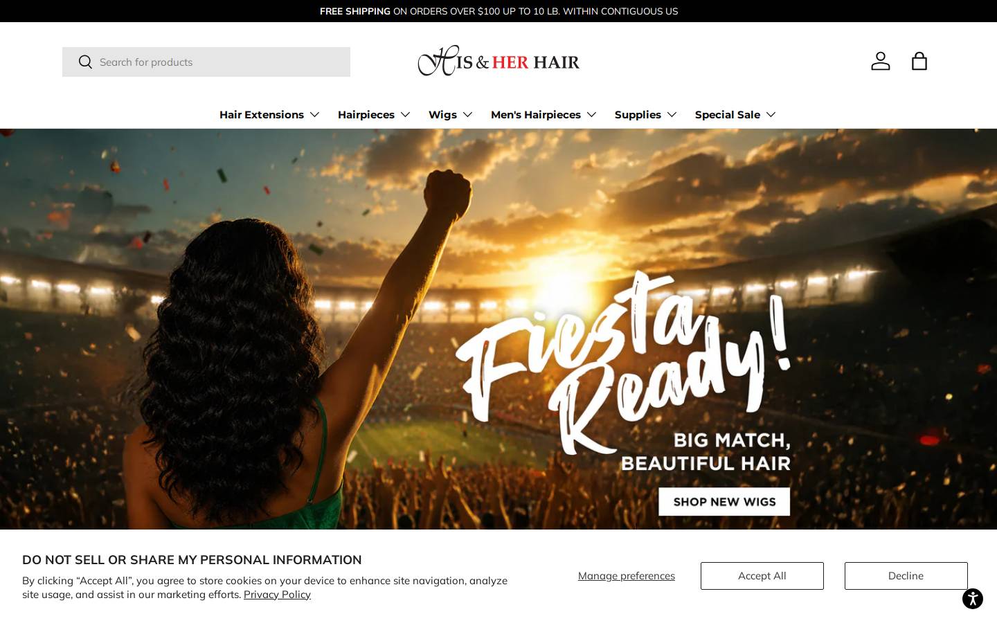His and Her Hair homepage screenshot